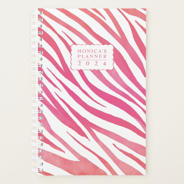 Agenda Planeador Semanal Personalizado de Zebra com Aquar (Frente)
