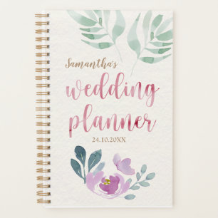 Agenda Planeamento de Casamento Floral de Aquarela