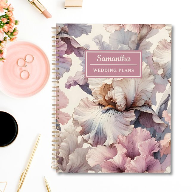 Agenda Planeamento De Casamento Floral Rosa Elegante Pers (Criador carregado)