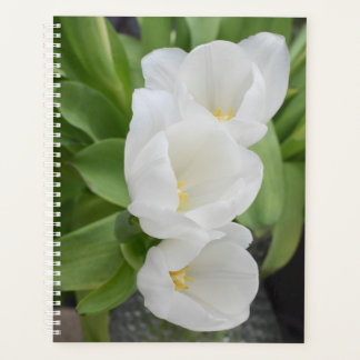 Agenda Planejador/Organizador Diário Floral Tulipa Branca