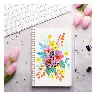 Agenda Planejar as coisas" Planeador Floral de Aquarela