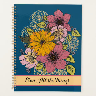 Agenda Planeje todas as coisas com flores brilhantes
