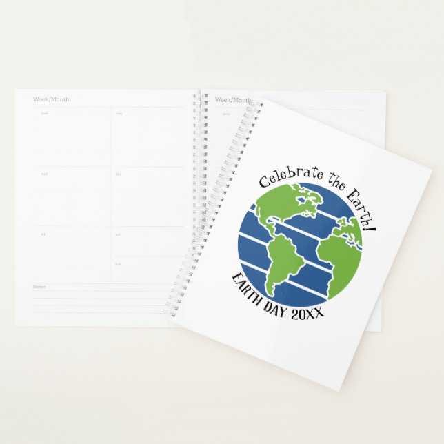 Agenda Planeta de Mapa Verde Azul do Dia da Terra (Exibição)