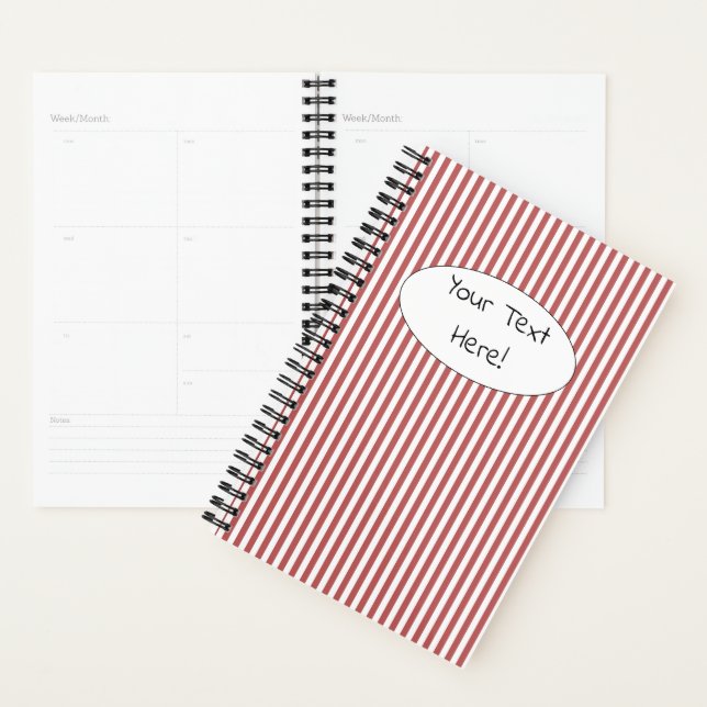 Agenda Planner (14 x 21,6 cm) - Burgundy Stripe Pattern (Exibição)