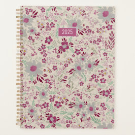 Agenda Planner 2025 Pink Cinza Floral