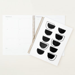 Agenda Planner abstrato preto e branco