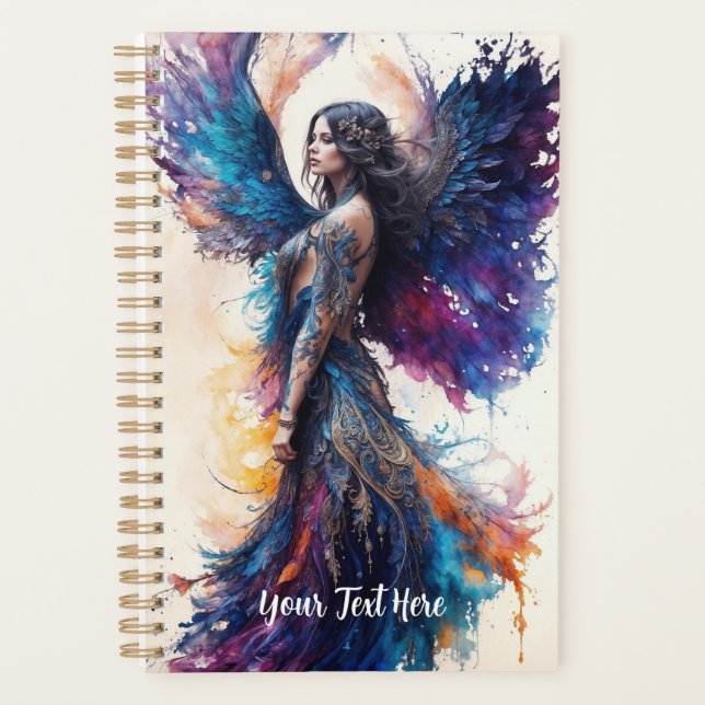 Agenda Planner - Anjo Elegante com Tinta Preta Itrícia (Frente)