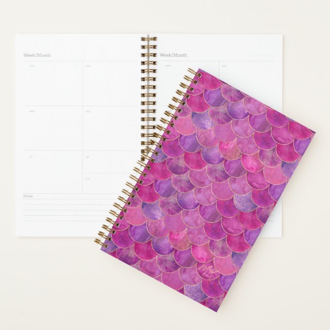 Agenda Planner Anual da Sereia Rosa Magenta (Exibição)