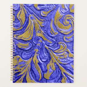 Agenda Planner Azul Emboscada de Textura da Carteira de C
