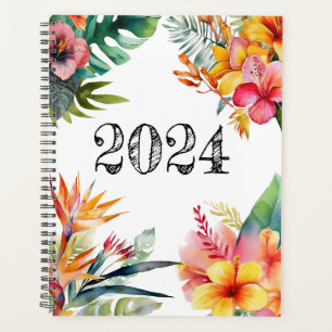 Agenda Planner brilhante e alegre de flores tropicais