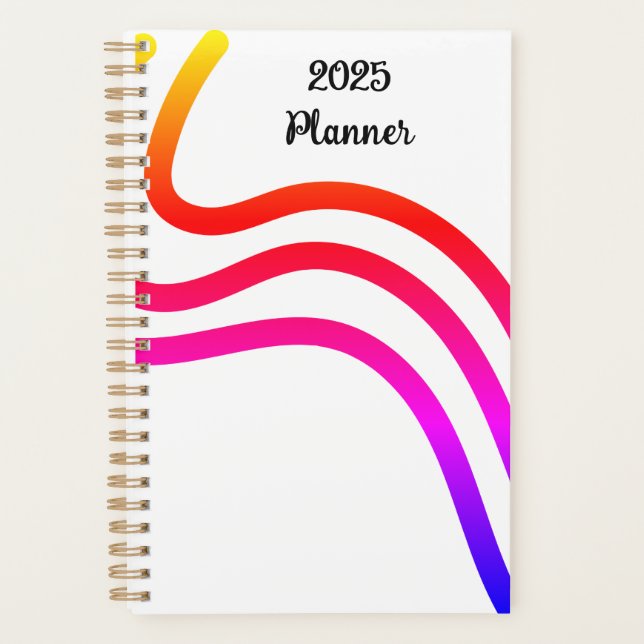 Agenda Planner com Design de onda Abstrato de gradiente (Frente)