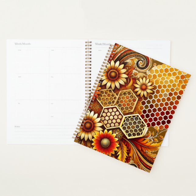 Agenda Planner com Honeycomb e Floral Design (Exibição)
