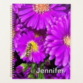 Agenda Planner da Flor Aster Roxo - Personalizado