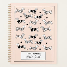 Agenda Planner Dachshund ilustrou amantes de cães 2025