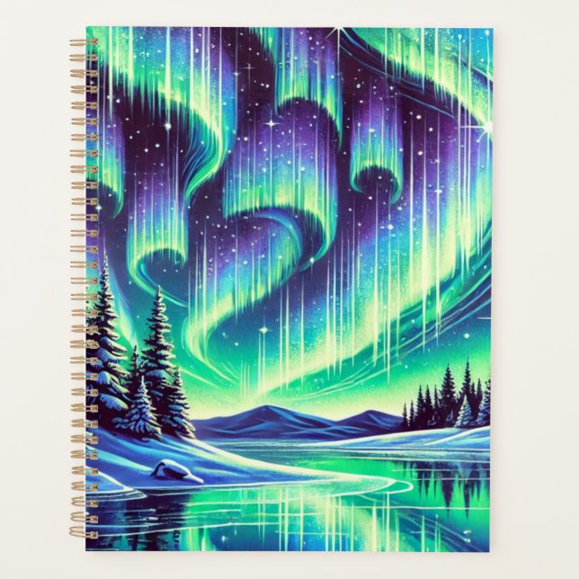Agenda Planner das luzes do norte de inverno (Frente)