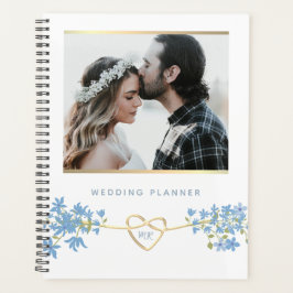 Agenda Planner de Casamento Azul de Flor Selvagem