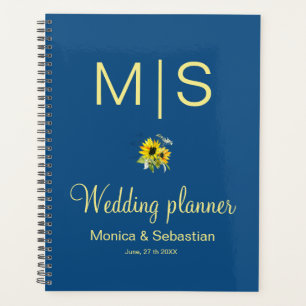 Agenda Planner de casamento Clássico Azul de Girassol