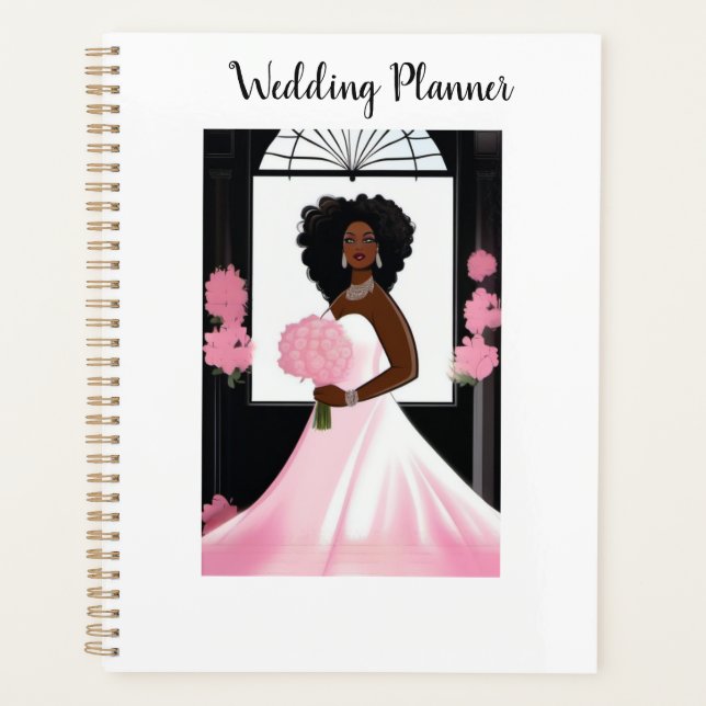 Agenda Planner de Casamento com Linda Noiva Negra (Frente)