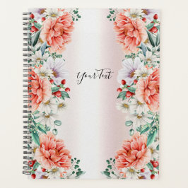 Agenda Planner de Casamento de Flor de Peony Aquarela