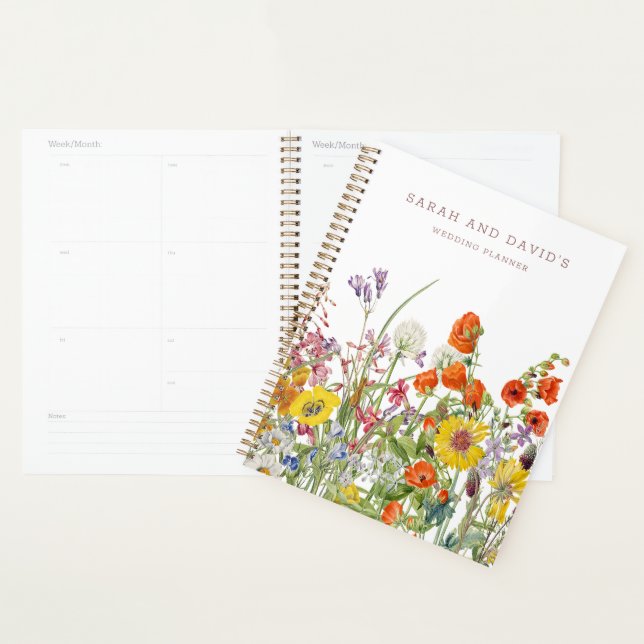 Agenda Planner de Casamento de Flores Selvagens - Noteboo (Exibição)