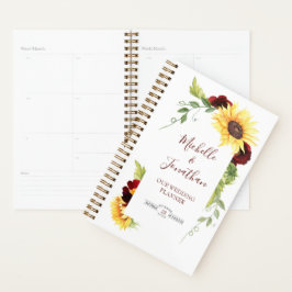 Agenda Planner de Casamento de Girassol com Rosa vermelha