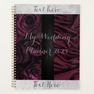Agenda Planner de Casamento de Maroon e Rosa Negra