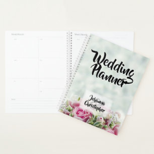 Agenda Planner de Casamento de Rosas Rosa