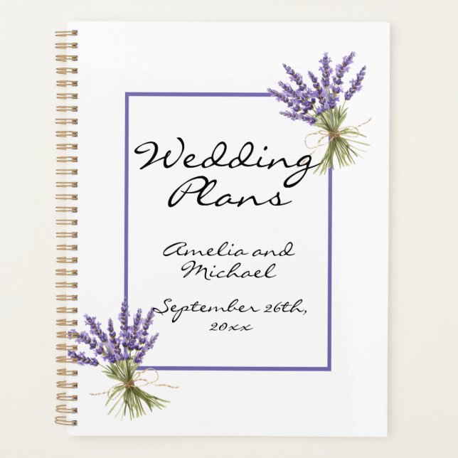 Agenda Planner de Casamento do Jardim do Flor lavanda (Frente)
