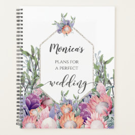 Agenda Planner de Casamento Exótico de Proteas Tropicais 