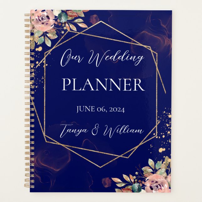 Agenda Planner de Casamento Floral Blush (Frente)
