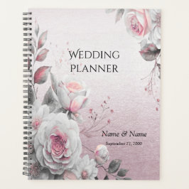 Agenda Planner de Casamento Floral Branco Rosa