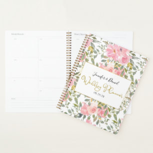 Agenda Planner de Casamento Floral Cor-de-Água Lush Cor-