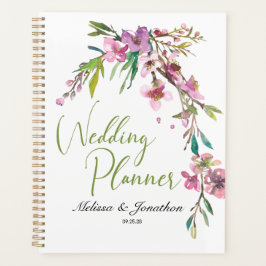 Agenda Planner de Casamento Floral de Cereja Rosa Blossom