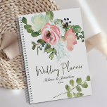 Agenda Planner de Casamento Floral de Eggshell e Blush<br><div class="desc">Molho de cor d'água (Eggshell) e Blush Floral. Personalize com os detalhes do evento de forma fácil e rápida,  basta pressionar o botão personalizar. Coordenando de volta. Itens correspondentes para concluir sua coleção de eventos estão disponíveis em nossa loja Zazzle!</div>