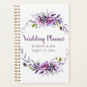 Agenda Planner de Casamento Floral de Lavanda Roxa Violet