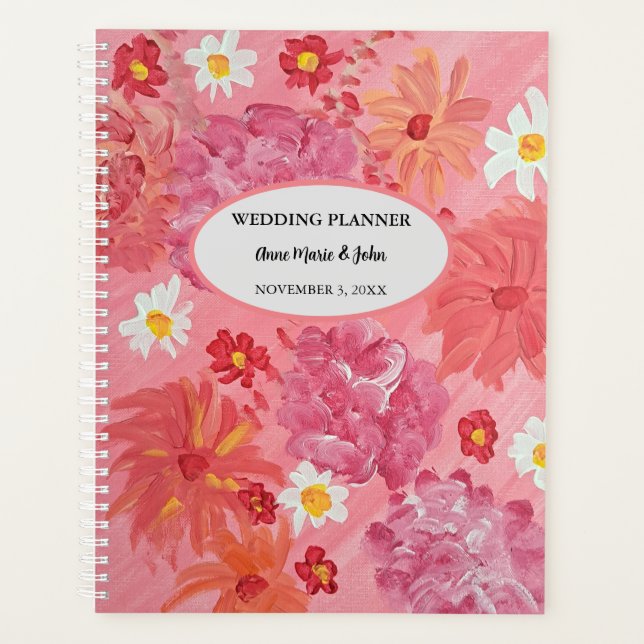 Agenda Planner de Casamento Floral de Rosa Sunset (Frente)