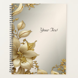 Agenda Planner de Casamento Floral do ouro