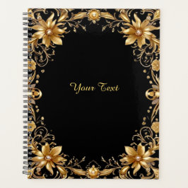 Agenda Planner de Casamento Floral do ouro