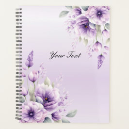 Agenda Planner de Casamento Floral Purple com Aquarela