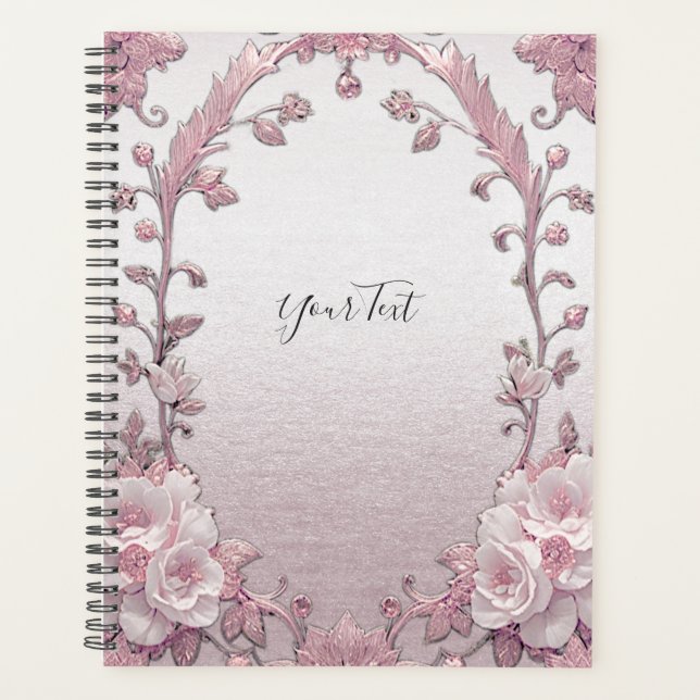 Agenda Planner de Casamento Floral Rosa Único (Frente)