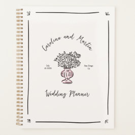 Agenda Planner De Casamento Floral Vase Pintado À Mão