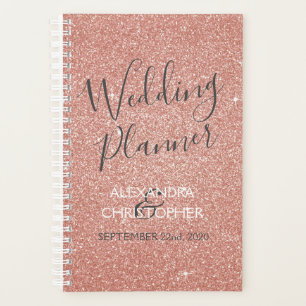 Agenda Planner de Casamento Rosa - Brilhante Dourado Rosa