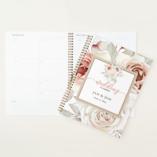Agenda Planner de Casamento Rosa Romântico Pastel