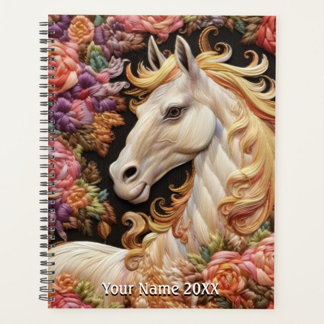 Agenda Planner de Cavalo Branco e Rosas (Frente)