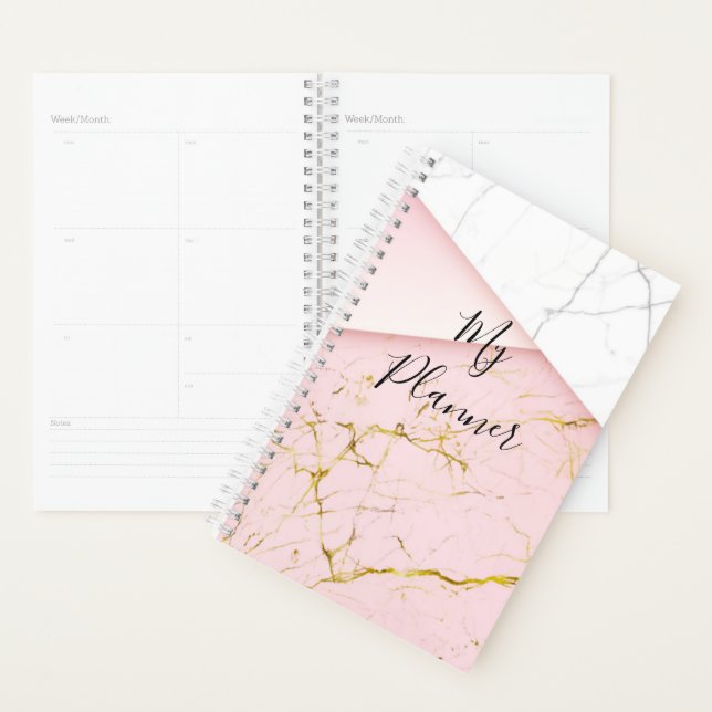 Agenda Planner de design de Marble Elegante Rosa (Exibição)