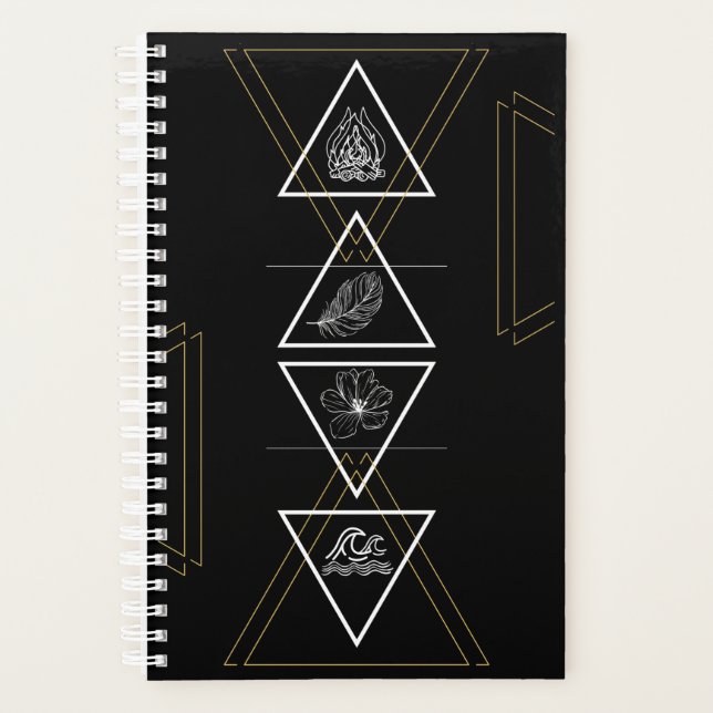 Agenda Planner de Elementos de Água da Terra Fogo (Frente)