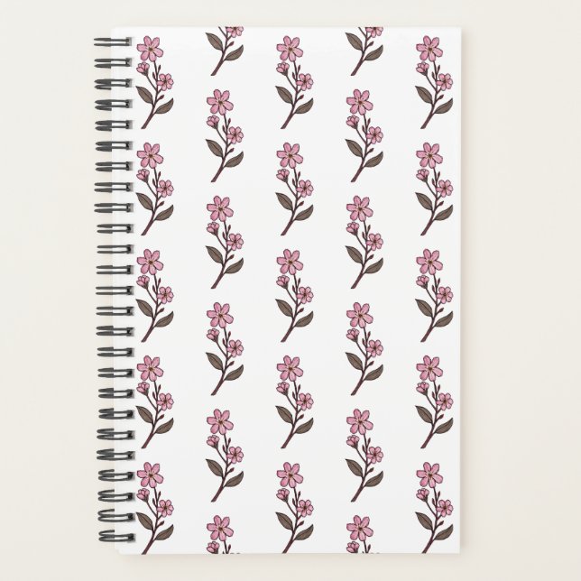 Agenda Planner de Flor de Cereja - Padrão Branco (Frente)
