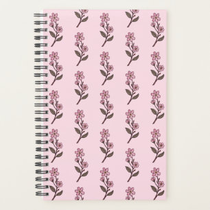 Agenda Planner de Flor de Cereja - Padrão Rosa