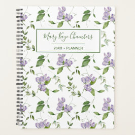 Agenda Planner de Flores de Ervilha Púrpura e Doce