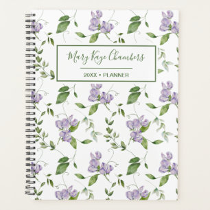 Agenda Planner de Flores de Ervilha Púrpura e Doce